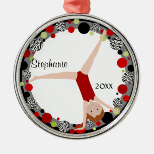 Ornement Métallique Gymnaste roux en rouge, noir et vert personnalisé
