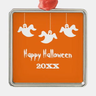 Ornement Métallique Hanging Ghosts Halloween Ornament, orange