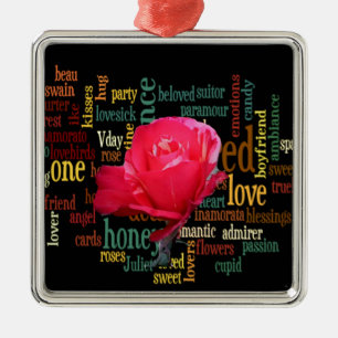 Ornement Métallique Heureuse Sainte-Valentin Aux Roses Rouges Élégante