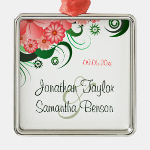 Ornement Métallique Hibiscus rose floral Mariage Keepsaké