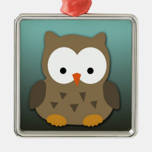 Ornement Métallique Hibou mignon de bébé personnalisé