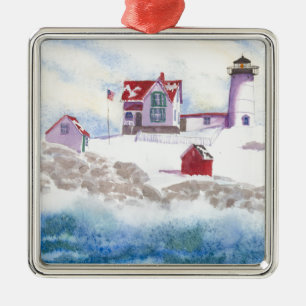 Ornement Métallique hiver à Nubble Lghthouse dans le Maine