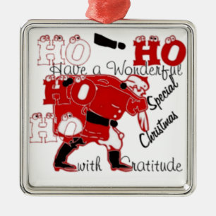 Ornement Métallique HO HO J'ai un merveilleux Noël avec gratitude