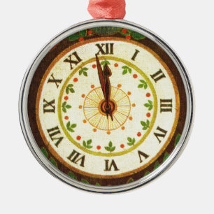 Ornement Métallique Horloge vintage, compte à rebours à Noël