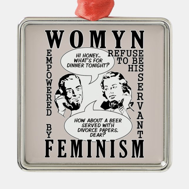 Ornement Métallique Humour féministe rétro (Devant)