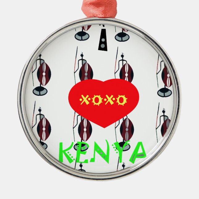 Ornement Métallique I Love Kenya Massai Art Print (Devant)