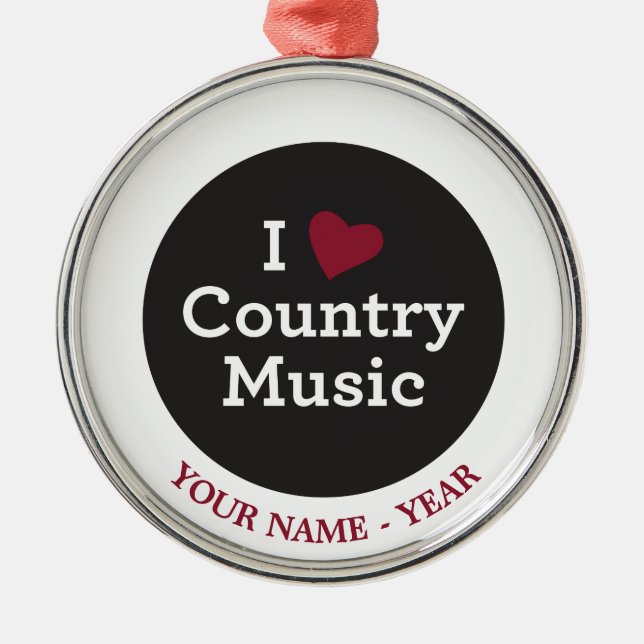 Ornement Métallique J'aime la musique country (Devant)