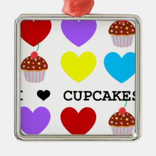 Ornement Métallique j'aime le petit gâteau lumineux de conception de