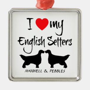 Ornement Métallique J'Aime Mes Chiens Anglais Setter