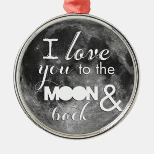 Ornement Métallique Je t'aime à la lune et au dos