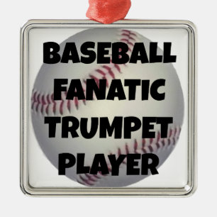 Ornement Métallique Joueur de trompette fanatique de baseball