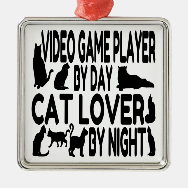 Ornement Métallique Joueur vidéo Amoureux des chats (Devant)