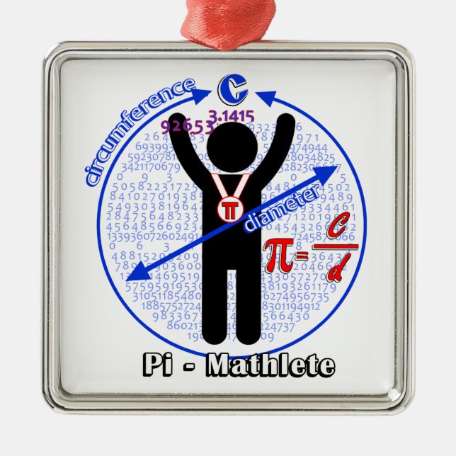 Ornement Métallique Jour de Pi-Mathlete 3,14 pi (Devant)