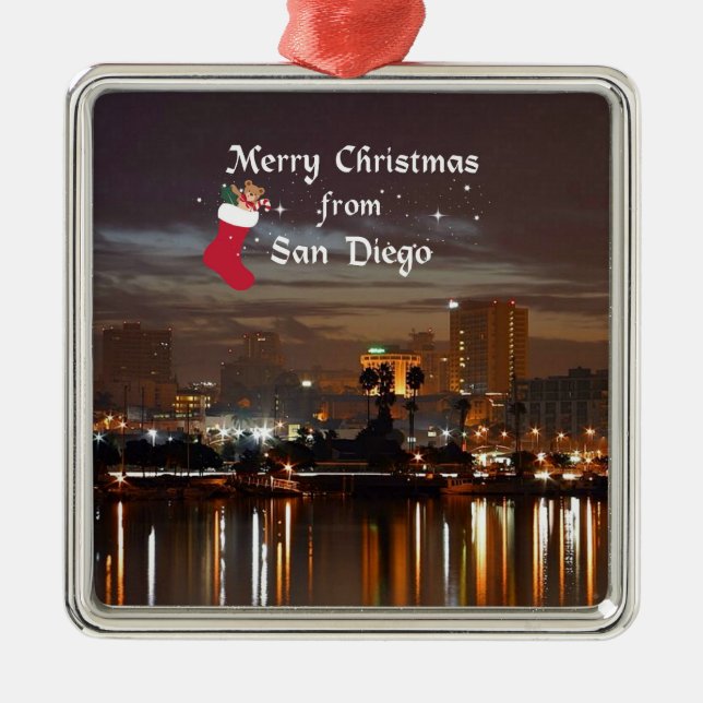 Ornement Métallique Joyeux Noël de San Diego (Devant)