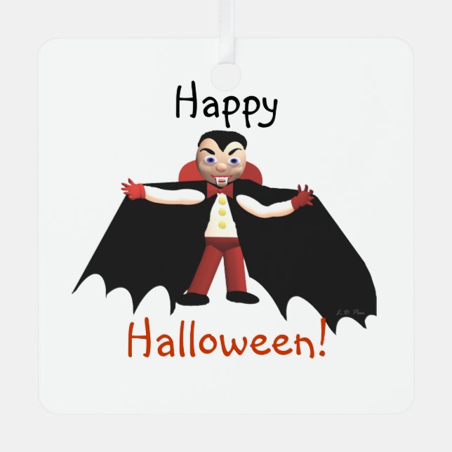 Ornement Métallique Joyeux Vampire d'Halloween (Recto)