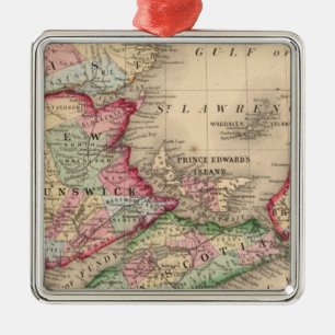 Ornement Métallique La Nouvelle-Écosse, Nouveau Brunswick, carte par