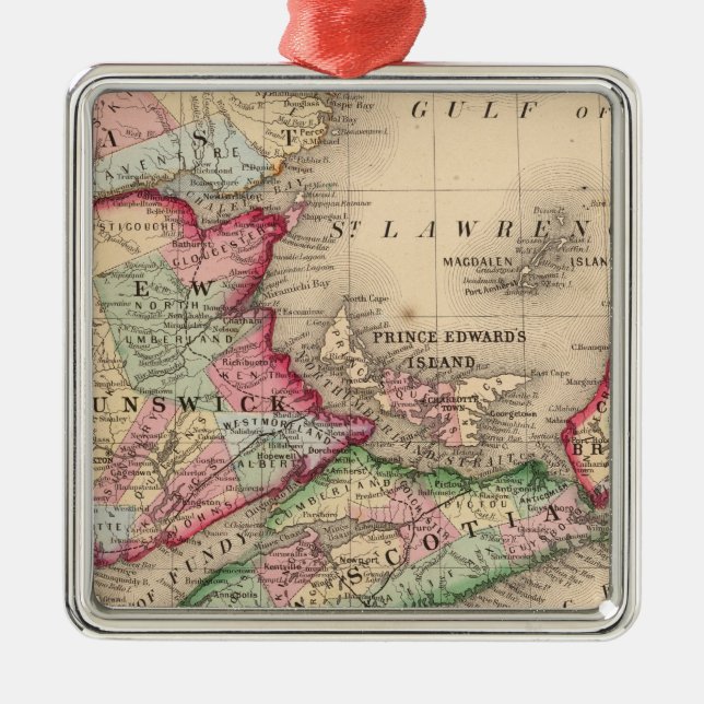 Ornement Métallique La Nouvelle-Écosse, Nouveau Brunswick, carte par (Devant)