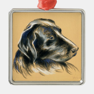 Ornement Métallique Labrador retriever - dessin en pastel de chien