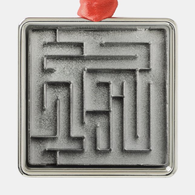 Ornement Métallique Labyrinthe argenté (Devant)