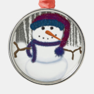 Ornement Métallique L'adorable Puffy Le Snowman