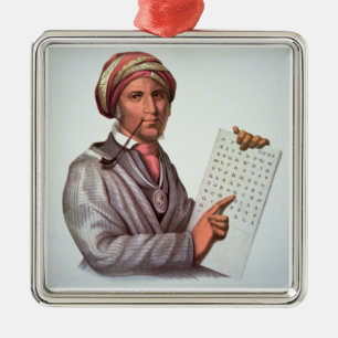 Ornement Métallique Le chercheur cherokee, Sequoyah (1776-1843)