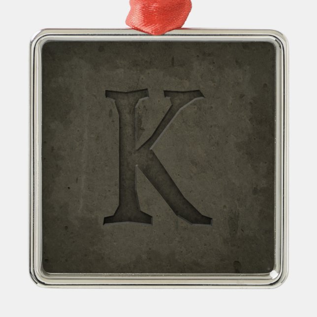 Ornement Métallique Lettre concrète K de monogramme (Devant)