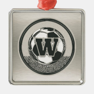 Ornement Métallique Lettre W de monogramme du football de médaille