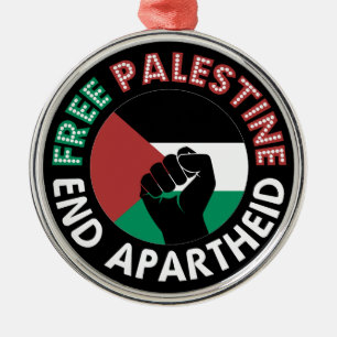Ornement Métallique Libérez la Palestine mettre fin à l'apartheid Drap