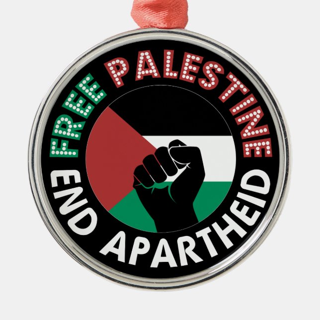Ornement Métallique Libérez la Palestine mettre fin à l'apartheid Drap (Devant)