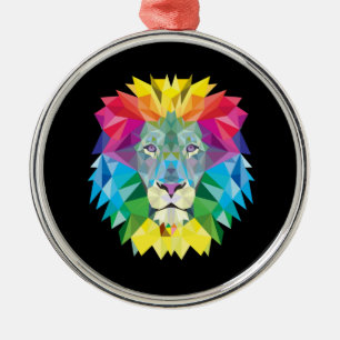 Ornement Métallique Lion brillant