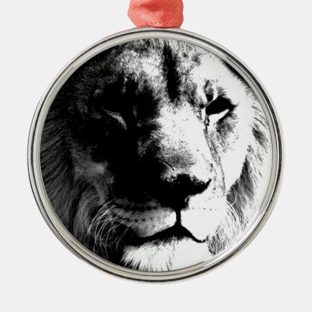 Ornement Métallique Lion noir et blanc (Devant)