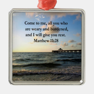 ORNEMENT MÉTALLIQUE MAGNIFIQUE MATTHEW 11:28 SCRIPTURE VERSE