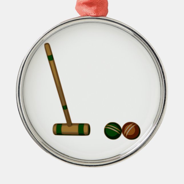 Ornement Métallique Maillet et boules de croquet (Devant)