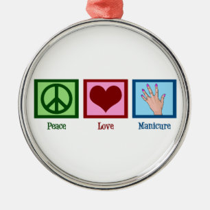 Ornement Métallique Manucure Peace Love