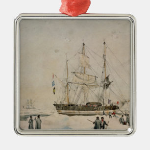 Ornement Métallique Marchant dans le paquet, expédition de Ross, 1842