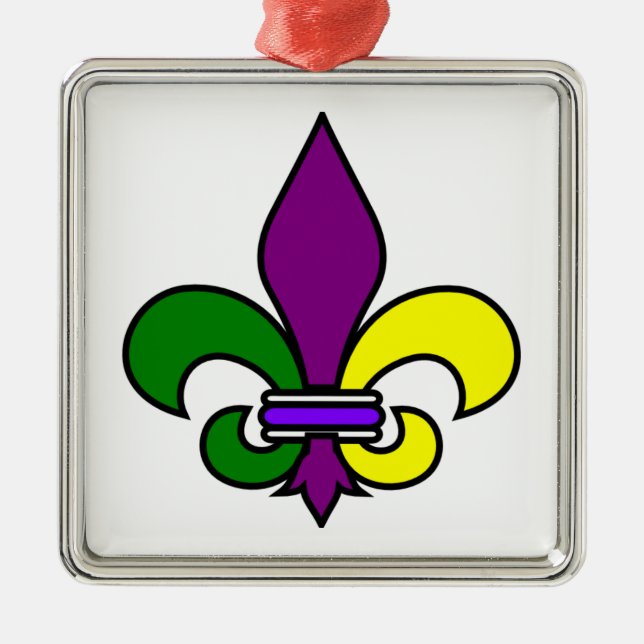 Ornement Métallique Mardi Gras - Fleur de Lis - SRF (Devant)