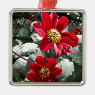 Ornement Métallique marguerite rose chaud rouge / marguerites fleurs