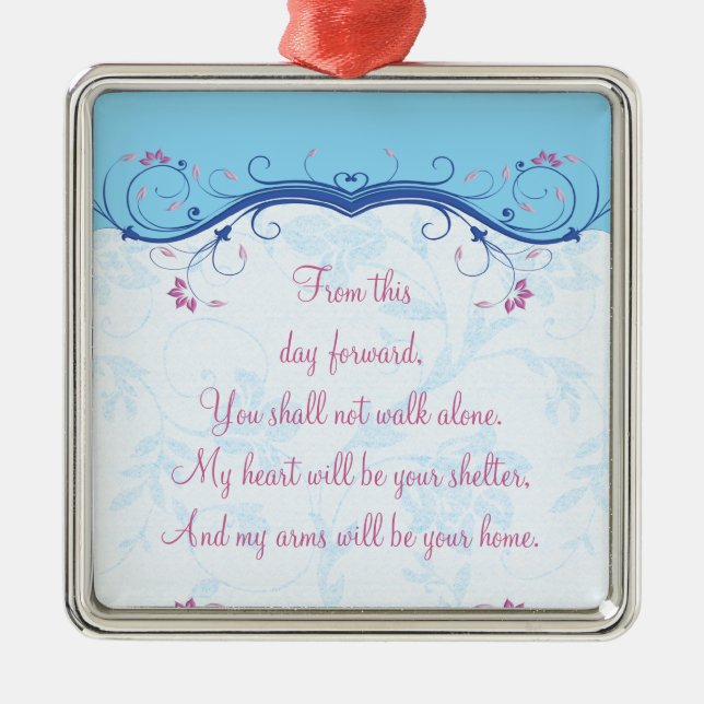 Ornement Métallique Mariage Argent Love Ornament (Devant)