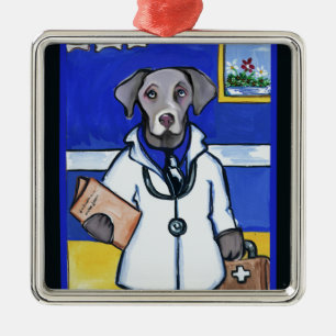 ORNEMENT MÉTALLIQUE MÉDECIN WEIMARANER