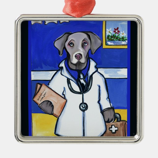 ORNEMENT MÉTALLIQUE MÉDECIN WEIMARANER (Devant)