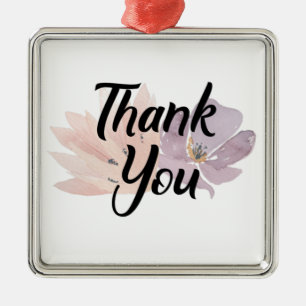 Ornement Métallique Merci Favor Floral
