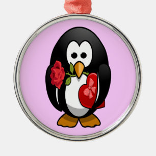 Ornement Métallique Mignonne Saint Valentin Pingouin Drôle Drôle Carto