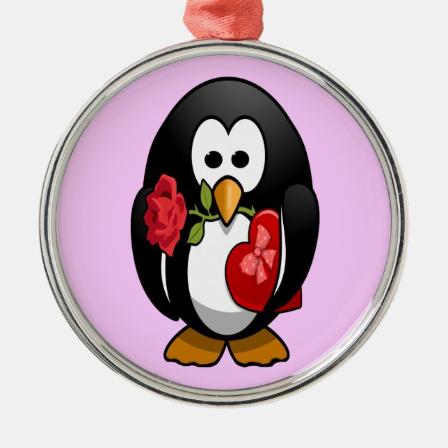 Ornement Métallique Mignonne Saint Valentin Pingouin Drôle Drôle Carto (Devant)