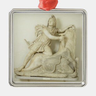 Ornement Métallique Mithras sacrifiant Taureau, soulagement de marbre,