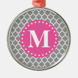 Ornement Métallique Monogramme rose gris marocain