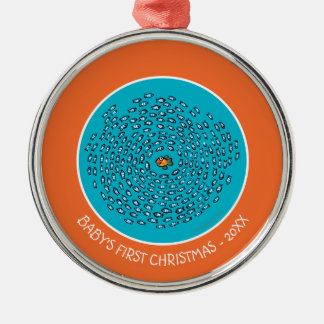 Ornement Métallique Motif bleu d'école de poissons avec de petits