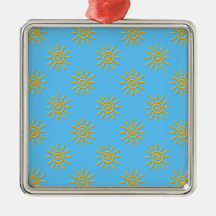 Ornement Métallique motif de dessin 3D Jaune Sun