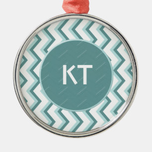 Ornement Métallique Motif de zigzag de Chevron en vert en bon état