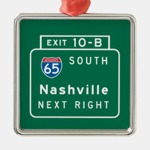 Ornement Métallique Nashville, panneau routier de TN
