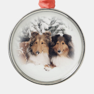 Ornement Métallique Neige Shelties